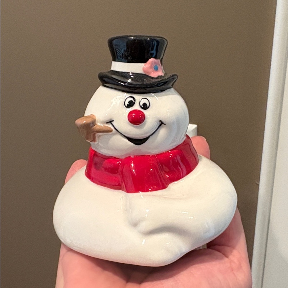 Frosty the  Snowman Figurine with Red Scarf mug topper